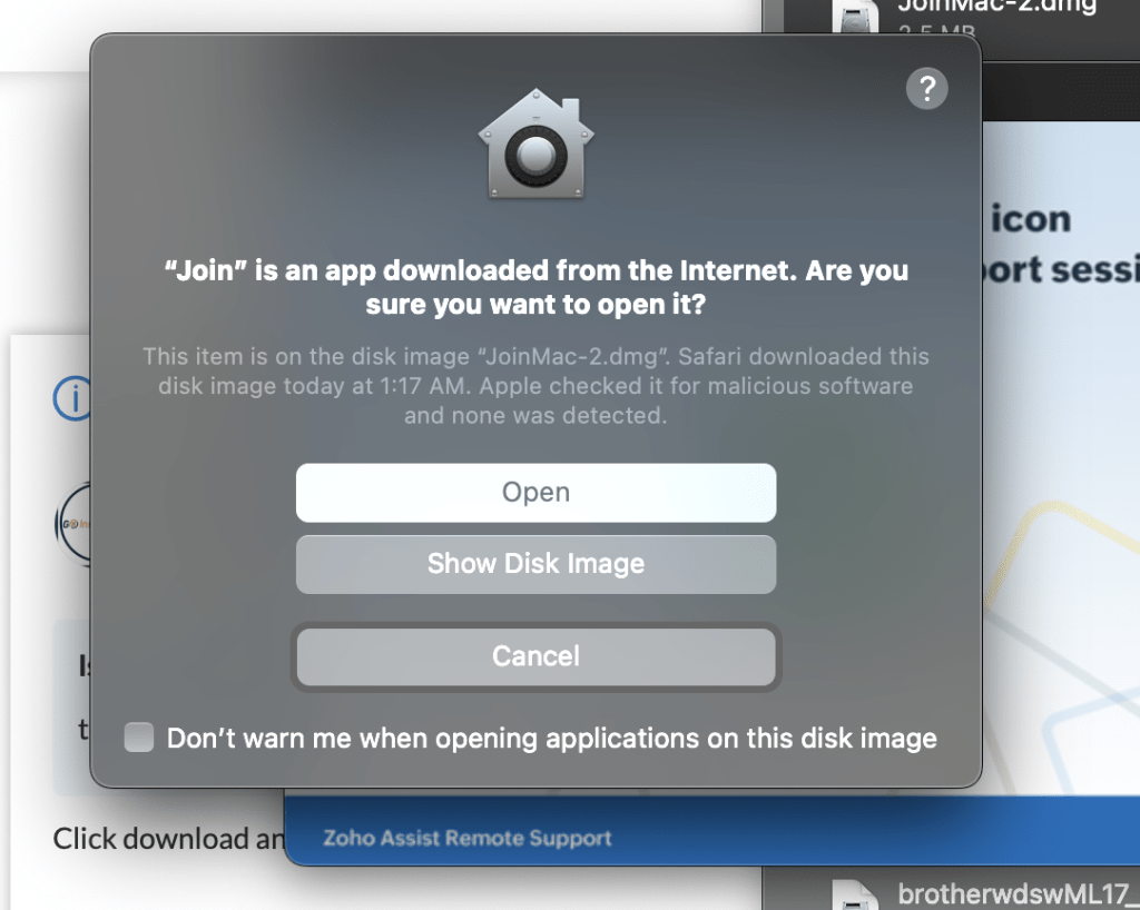 Mac Join not from App store pop up