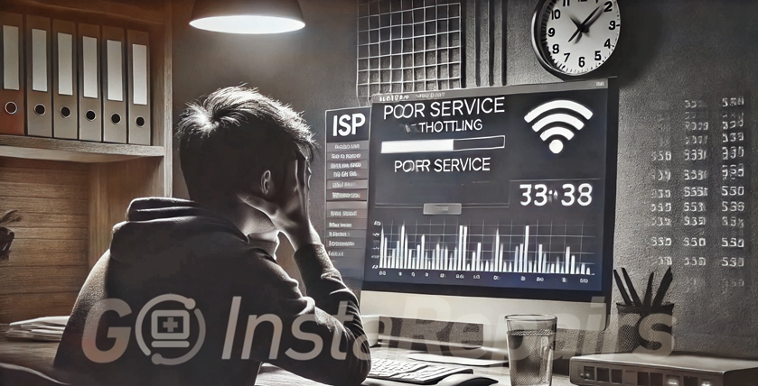 frustrated boy in front of his laptop with slow internet