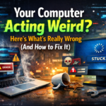 Generate an image of 16:9 screen ratio for a blog post with headline 'Your Computer Acting Weird? Here’s What’s Really Wrong (And How to Fix It)”
