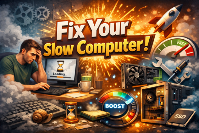 frustrated man in front of his computer